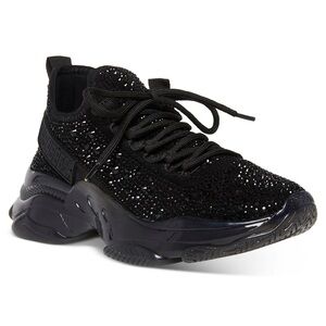 Black Steve Madden Maxima Rhinestone trim trainer- women’s sneakers size 7.5